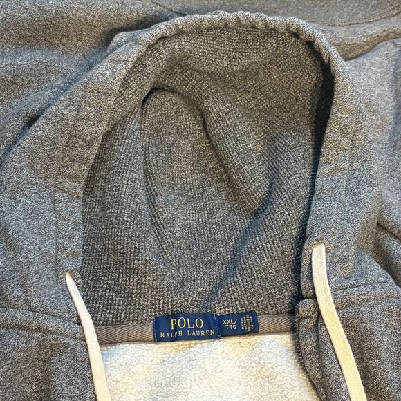 Polo Ralph Lauren Sweatshirt Men's XXL Dark Gray Full Zip Thermal Hoodie Pony - Picture 3 of 4